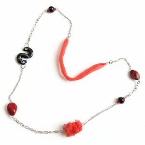 CREATION - OPERA long necklace - Pink & burgundy